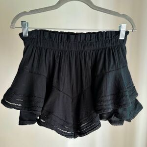 Aerie Ruffle Skort Black Size S Smocked Waist Mini Skirt Shorts